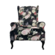 Black Floral Wingback Chair