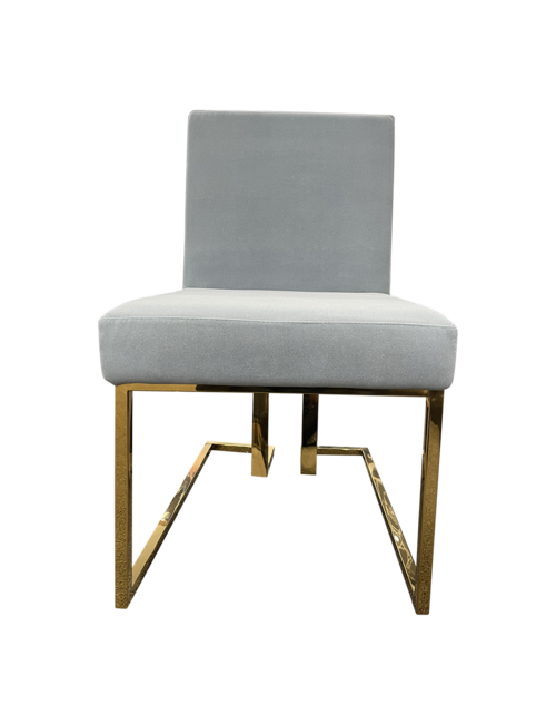 Gold Stainless Dining Chair Blue Fabric