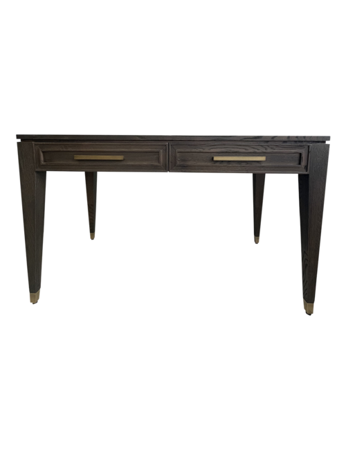 OAK AND BRASS 2 DRAWER DESK