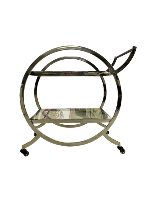 ROUND STAINLESS STEEL DRINKS TROLLEY 