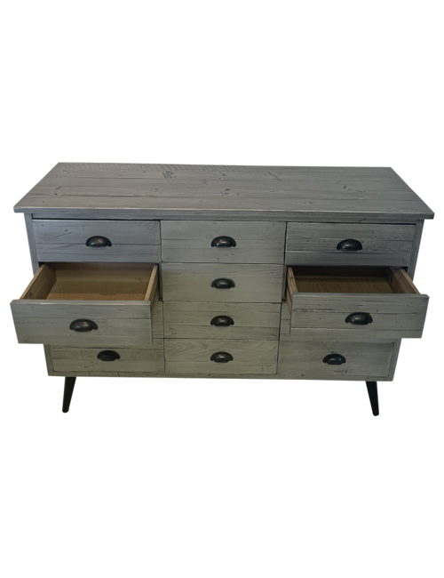  12 Drawer Silver Washed Chest Of Drawers