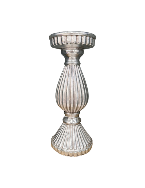 38cmh ribbed chrome candlestick