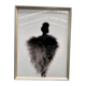 65CM X 85CM BLACK FEATHER LADY WHITE BACKGROUND IN BLACK/SILVER FRAME