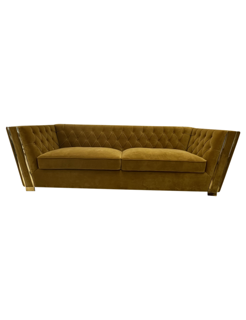 ARIANA TUFTED 3 SEAT SOFA WITH GOLD STAINLESS BASE