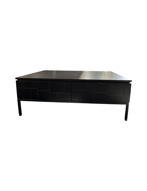 120cml Black Oak veneer black metal coffee table