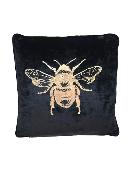 Black/Gold velvet Bee cushion