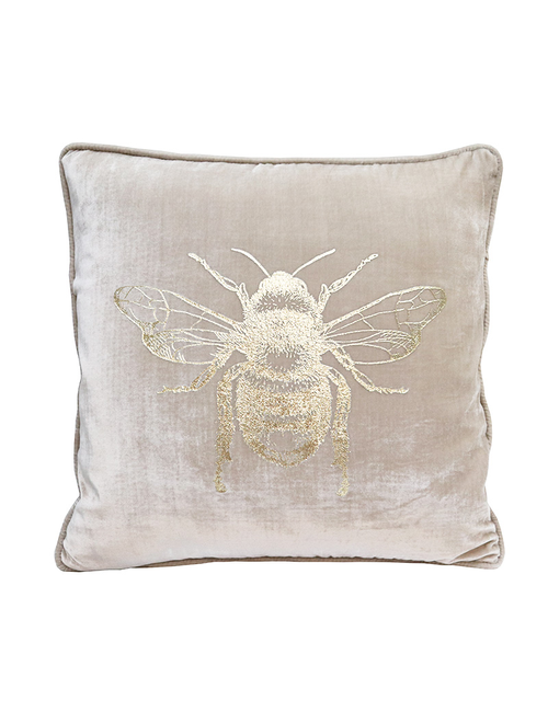 Pearl/Gold velvet Bee cushion