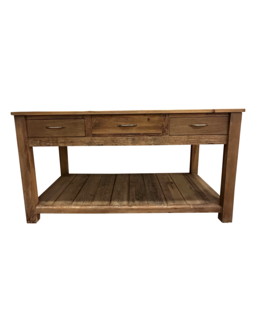 Solid wood 3 drawer console