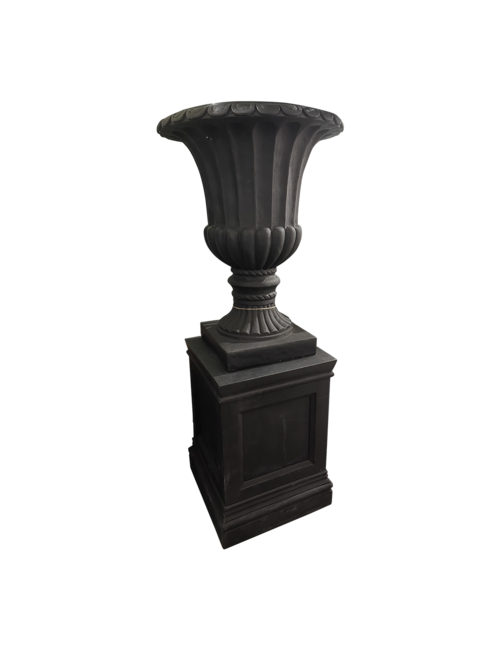 Tall Black Urn on base