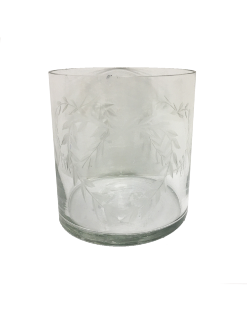 SMALL GLASS VASE WITH HEART ENGRAVING