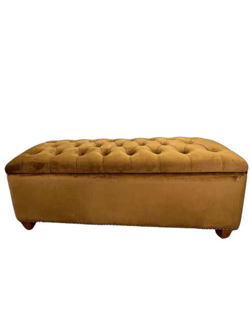 Elyse Copper/Gold Velvet Storage Ottoman