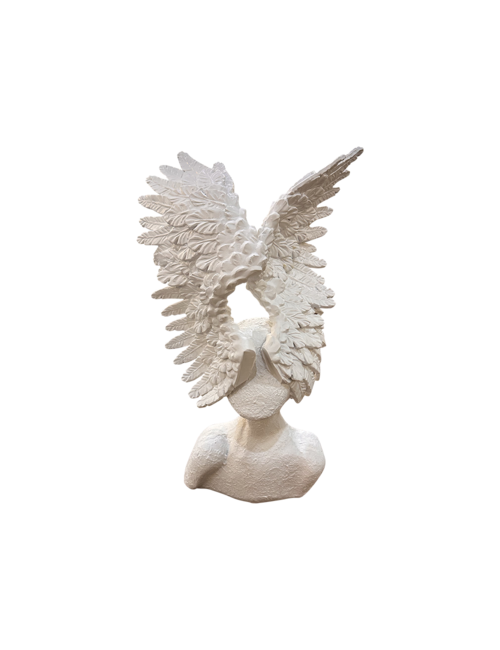 White wings on head sculpture