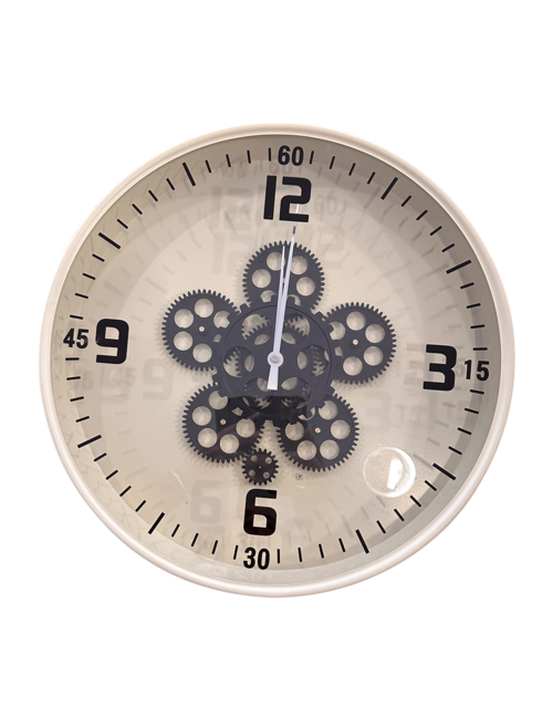 46Cmd Cream Black Numbers Cog Clock