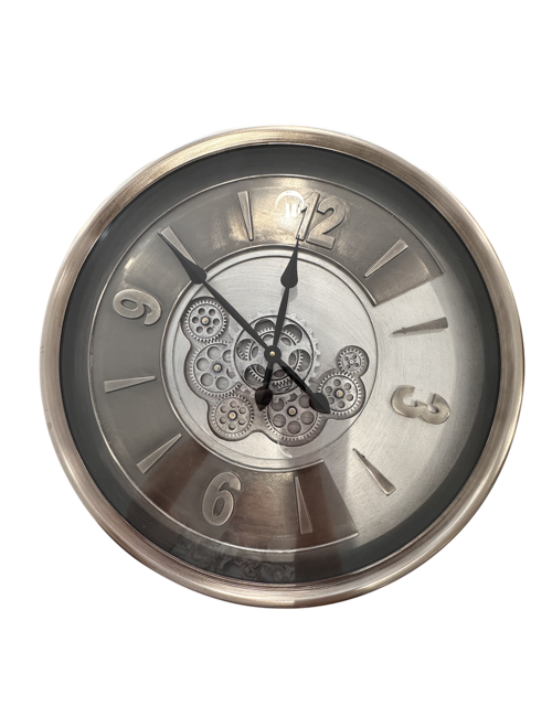 60Cmd GreySilver English Numbers Cog Clock