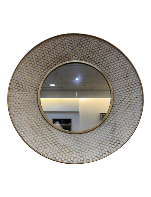 Gold round honeycomb mirror