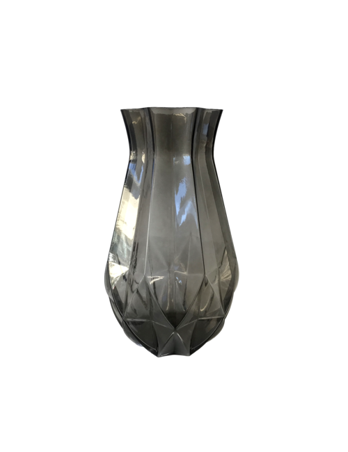 LARGE GREY CLEAR GLASS ANGULAR VASE - Decor-Home Decor : Affordable ...