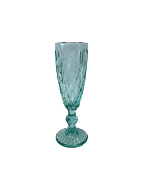 SET 6 AQUA DIAMOND CHAMPAGNE GLASSES