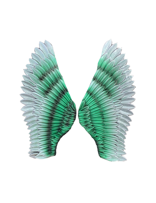 90CML SILVER/GREEN WINGS - PAIR