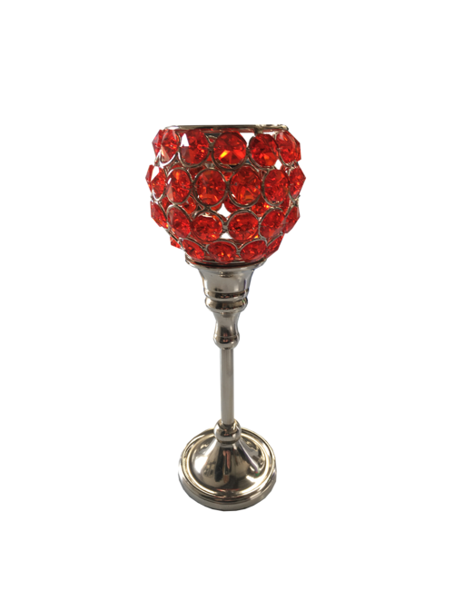 MEDIUM RED CRYSTAL CANDLEHOLDER