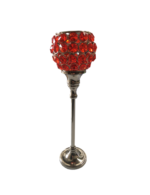 LARGE RED CRYSTAL CANDLEHOLDER