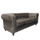 Velvet Chesterfield 3 Seat - Dark Grey