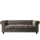 Velvet Chesterfield 3 Seat - Dark Grey