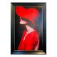 LADY IN RED HAT AND RED DRESS FRAMED ART