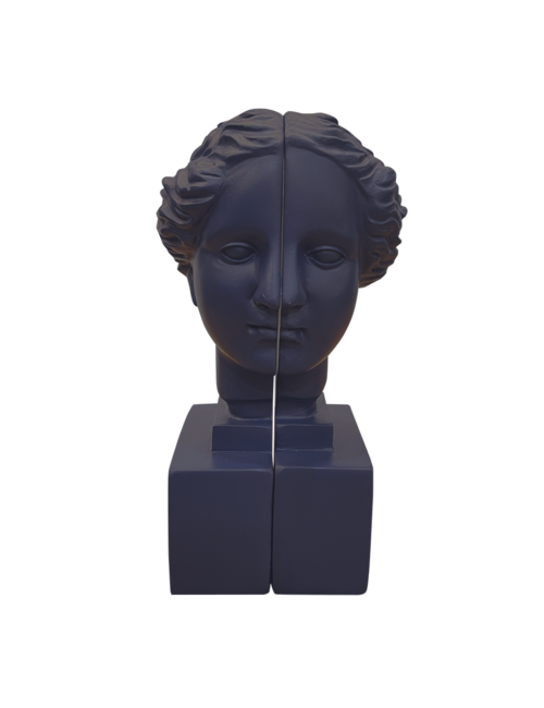 DARK BLUE LADY HEAD BOOKENDS