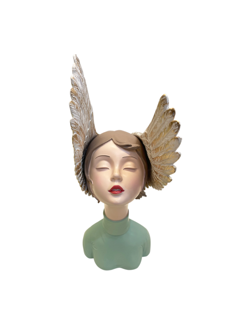 GOLD WINGED GIRL IN MINT GREEN JUMPER