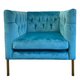 RONAN CHAIR IN TEAL VELVET SQUARE ARM GOLD LEG 