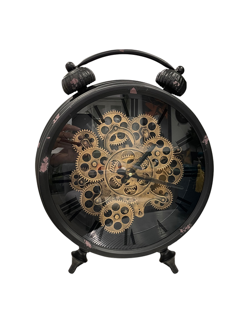 Aged Black Cog Old Fashioned Alarm Clock Decor Art Affordable Luxury Living Interior