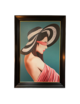 LADY IN HAT AND PINK BLINDFOLD FRAMED ART