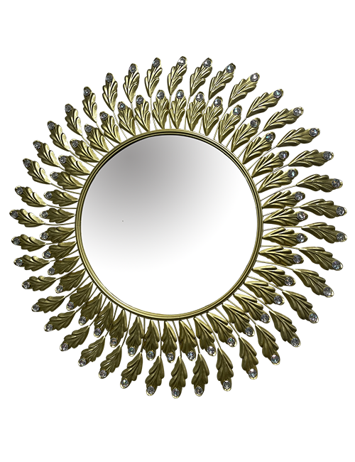 GOLD LEAF MIRROR WITH JEWELS