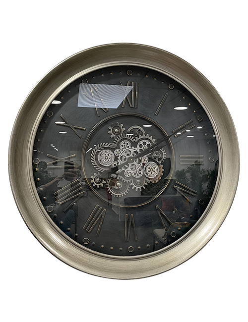 96CMD GREY / SILVER LARGE COG CLOCK