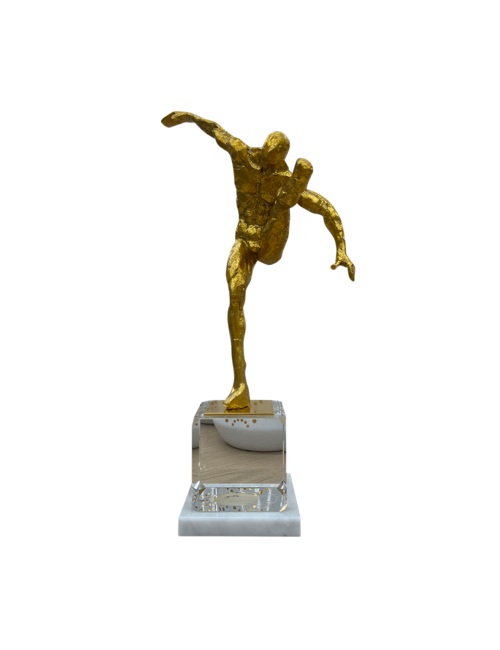 GOLD MAN ON 1 LEG STATUE