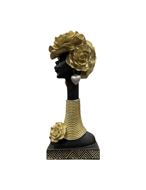 AFRICAN LADY GOLD ROSE HAIR AND NECK RINGS