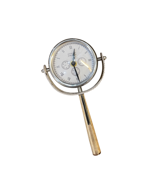 HAND HELD CLOCK WITH HAIR DETAIL