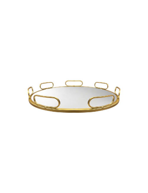 SMALL ROUND GOLD RING DISPLAY MIRROR BASE