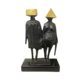 SCULPTURE MEN AND WOMEN GOLD TRIANGLE HEADS ON MARBLE BASE