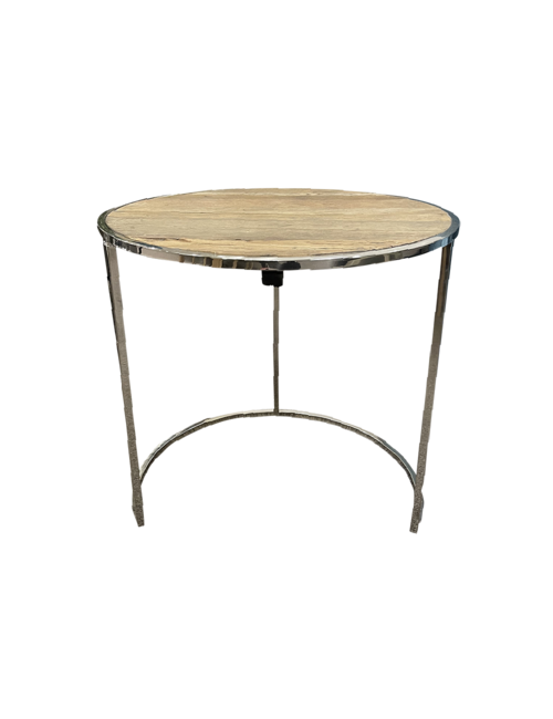 63.5CMD RECYCLED ELM AND STAINLESS SIDE TABLE