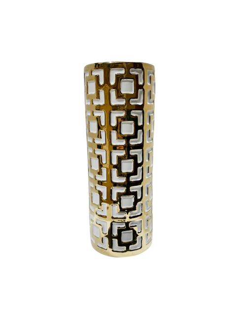 40CMH GOLD SQUARE CYLINDER VASE