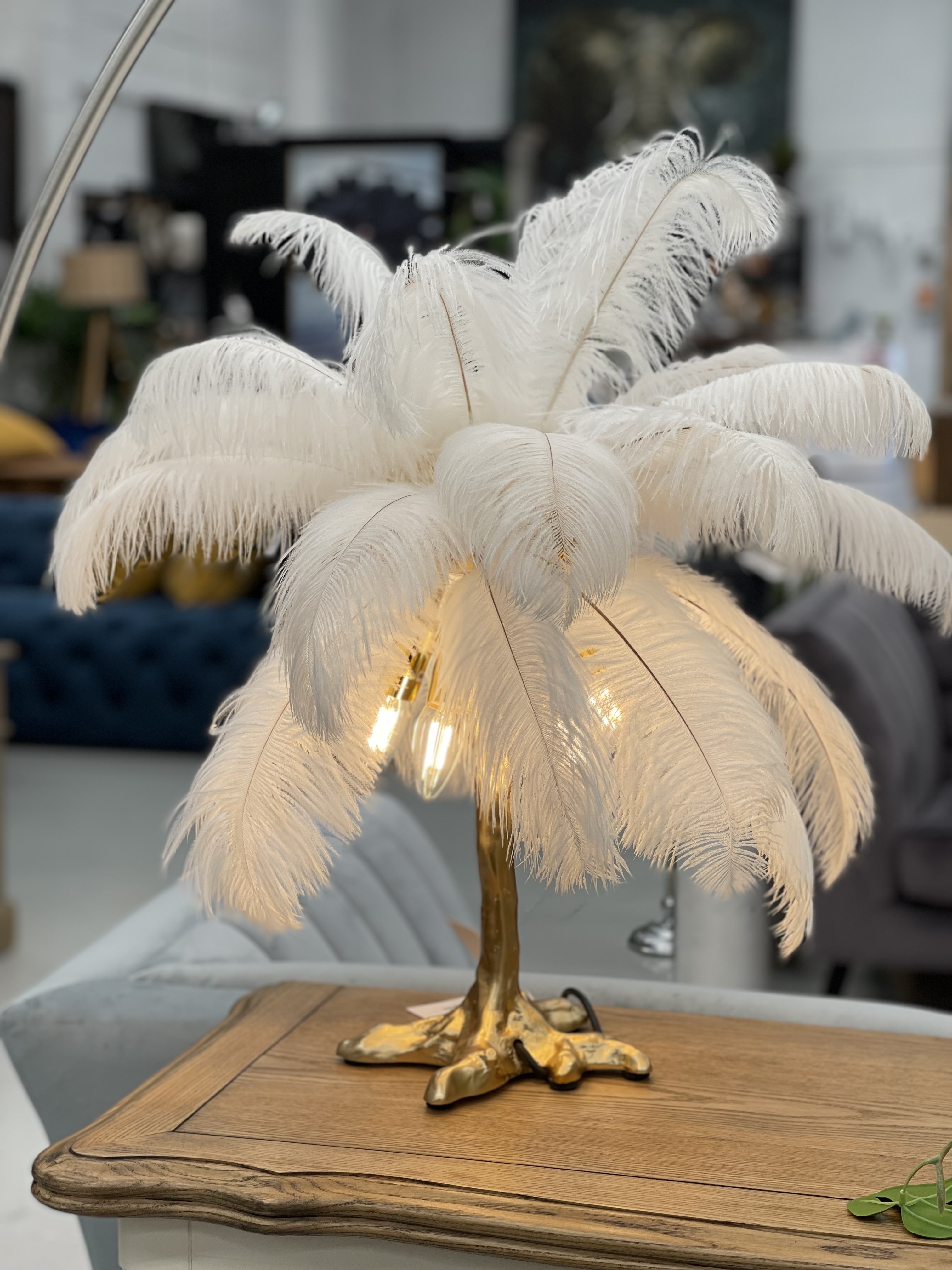 Ostrich feather cheap table lamp