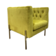 RONAN CHAIR IN MUSTARD VELVET SQUARE ARM GOLD LEG