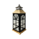 LARGE BLACK WOOD SILVER TOP LANTERN