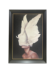 LADY WITH WINGED HAT BLACK/GOLD FRAMED ART