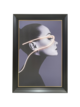 LADY WITH YELLOW LASER LINE BLACK/GOLD FRAMED ART