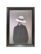 Person Looking Right In Panama Hat Black/Gold Framed Art