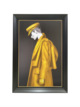 PERSON IN YELLOW JACKET LOOKING RIGHT BLACK/GOLD FRAMED ART