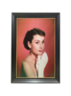 AUDREY WITH PINK BACKGROUND AND GLOVES BLACK/GOLD FRAMED ART