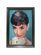 AUDREY WITH BLUE BACKGROUND BLACK/GOLD FRAMED ART